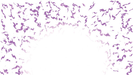Purple confetti pieces falling on isolated for celebration