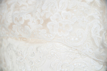 Soft White Lace Fabric Pattern In Macro, Delicate Textile Background Texture