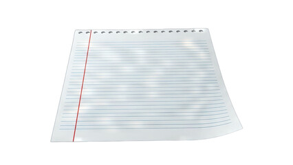 Blank Lined Paper Sheet Isolated on White Background