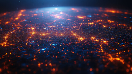 A captivating visual of a digital landscape with glowing connections representing data flow and network activity.
