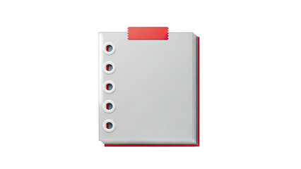 Blank Notepad with Red Tape Isolated on White Background