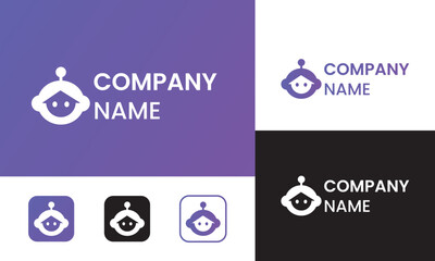 Human technology or human digital, head tech icon symbol, robot tech logo design Set of minimalist justice and pillar logo design 