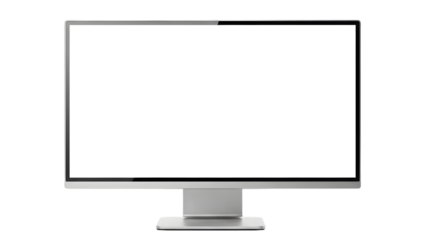 Modern computer monitor with blank white screen isolated on black