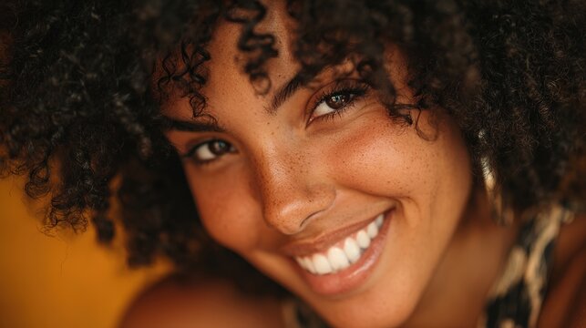 Radiant Smile: A portrait of an individual with a captivating and genuine smile, showcasing a radiant glow and embodying pure joy and positivity.