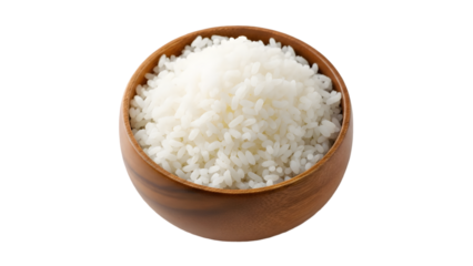 Close up of white rice in a traditional earthenware bowl
