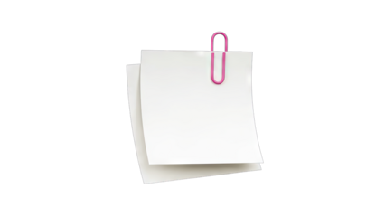 Blank Sticky Notes Held Together by a Pink Paperclip