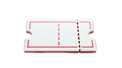 Blank Ticket with Red Border Isolated on White Background