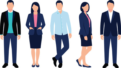 Obraz premium Diverse Group of Faceless Corporate Business People Characters Standing in Professional Office Attire and Formal Suits Vector Illustration.