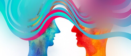 Dipinto acquerello telepatia. Comunicazione con pensiero.	
Telepatia 