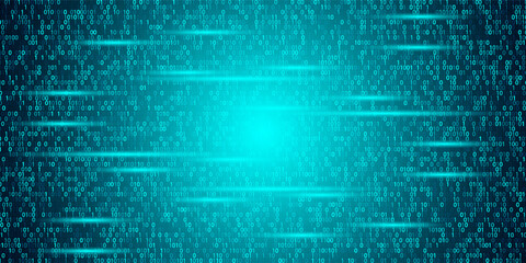 Abstract binary background for hackathon and other digital events. Fallen zero numbers with matrix effect on futuristic background. Vector wallpaper template.