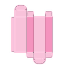 Cosmetic box die cut and pink color shape Die Cut Layout