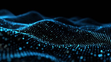 Captivating Waves of Light: Abstract Representation of Digital Particles Flowing Through a Dark Space