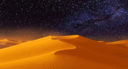 Desert sand dunes under starry night sky