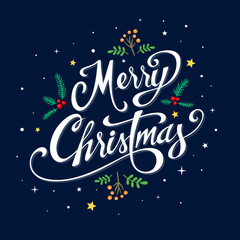 Naklejka premium Merry Christmas and Happy New Year Background. Merry christmas design template, greeting cards, banner, poster,holiday cover. Christmas tree, ball, Merry Christmas typographic. Xmas decoration. 