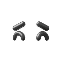 Eyes, eyelids and eyebrows 3D vector design, emoji emoticon icon, volume closed eye face elements for facial expression