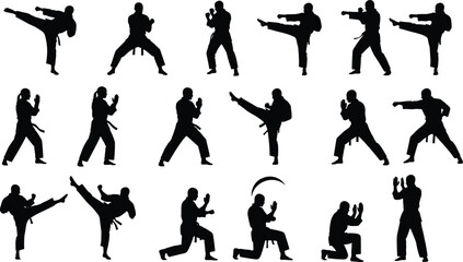 Ultimate Female Silhouettes Set, Dynamic Dance Jumps, Ballet and Gymnastics Poses, Diverse Yoga and Stretching Action, Fitness Vector Graphics, Isolated Athletic Women Icons Collection.