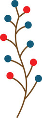 Branch with red and blue berries