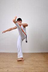 homem em pose de luta  capoeira arte