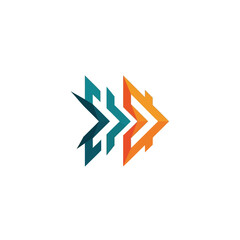 A modern, abstract logo featuring two stylized arrows pointing right, in blue and orange geometric shapes, conveying speed and progress.