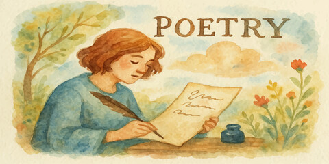 Vintage illustration of an old woman and a child reading a book on the beach, a classic fashion design for a reading person