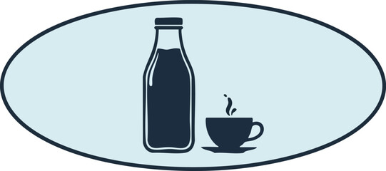 Vector Illustration of Milk Bottle and Coffee Cup Icon