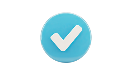 Blue Circle with White Checkmark Icon on White Background