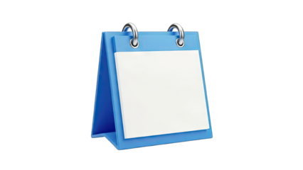 Blue Desk Calendar on White Background