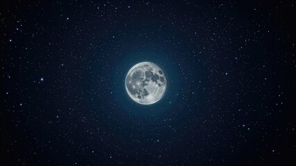 Fototapeta premium Moon in night sky amidst stars. Space, astronomy, celestial body. Nature and cosmos. The concept of lunar observation and space exploration.