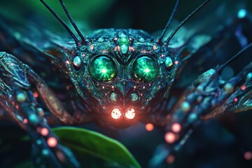 alien insect queen surrounded by glowing larvae