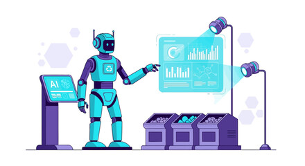 Innovative recycling process managed by autonomous robot with advanced analytics interface