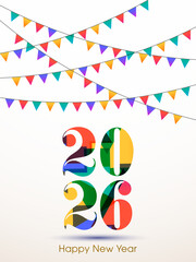 Happy new year 2026 Text Design vector.