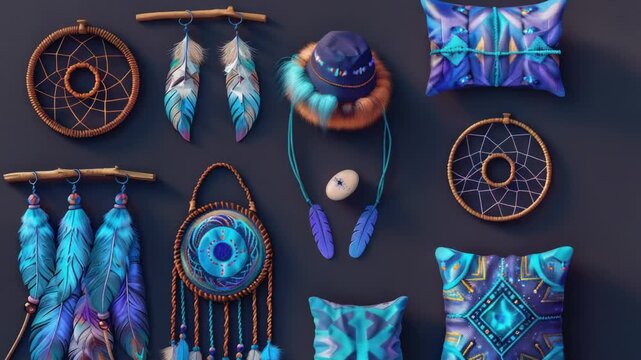 Video Collection of various items on a table, including decorative objects and utensils