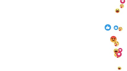 animated stream of facebook style reaction symbols. mix of various emoticon particles for video editing. social media live video interface elements. digital community reaction stream overlay.  - Powered by Adobe