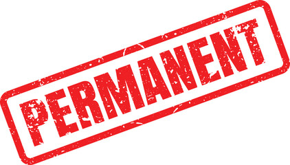 Red grunge rubber stamp mark with the clear bold word PERMANENT displayed against a simple white background