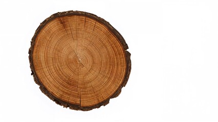 Fototapeta premium A cross-section of a tree trunk showing growth rings and wood texture.