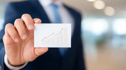 Progress in Hand: A professional in a sharp suit offers a visual representation of progress, a clear indication of a company's upward trajectory, representing growth and the attainment of goals.