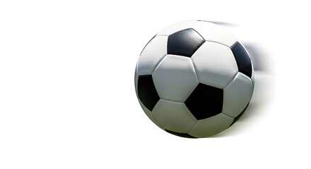 Naklejka premium A close-up shot of a soccer ball, highlighting its iconic black and white pentagonal design