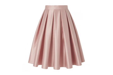 Pink satin skirt isolated on a transparent background pleated waistband