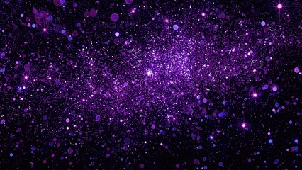 Fototapeta premium A starry night sky with purple stars and glowing dots scattered across the space background.