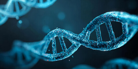 Blue DNA Helix Structures on Transparent Background