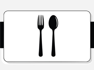 Elegant Black and White Cutlery Illustration Fork and Spoon Design