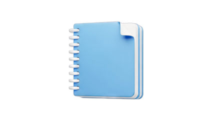 Blue Notebook with Spiral Binding on White Background