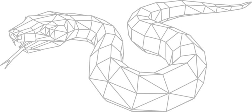 Geometric snake illustration with a low poly design on a dark black background
