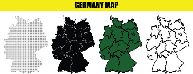 Vector dotted world map.black halftone dotted map illustration vector, Germany Map with dot Pixel Spot Modern Concept Design Isolated on White background Vector illustration.