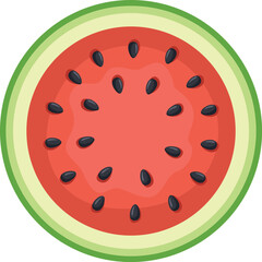A watermelon slice with black seeds
