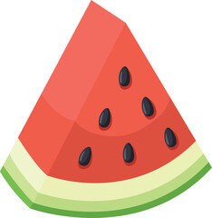 A watermelon slice with black seeds on top