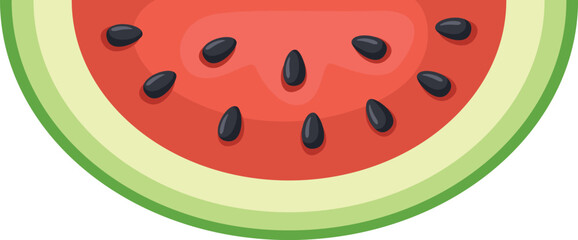 A watermelon slice with black seeds
