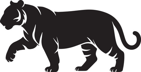 Obraz premium Black silhouette of a walking panther with stylized white markings animal