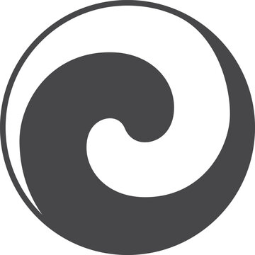 A black and white circle with a wave in the middle