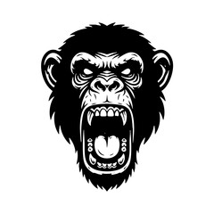 Fototapeta premium Aggressive Chimp Head Roaring Mascot Vector Illustration Design
